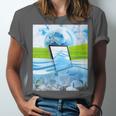 Frutiger Aero Aesthetic Tech Water Fishes Monitor Screen Unisex Jersey T-Shirt Frutiger Aero Aesthetic Tech Water Fishes Monitor Screen Unisex Jersey T-Shirt