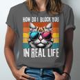 Introvert Cat How Do I Block You Retro Cat Sarcastic Men Women Girls Unisex Jersey T-Shirt