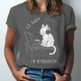 Introvert Cat With Coffee On Computer Antisocial Emo Goth Unisex Jersey T-Shirt