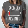 Introvert Socially Drained Battery Unisex Jersey T-Shirt