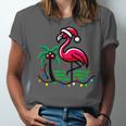 Nostalgia Holiday Tees -Adult Christmas Flamingo Small Short Sleeve Crew Neck Cotton Polyester Lightweight Ribbed Cuff Winter Unisex Jersey T-Shirt