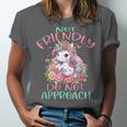 Not Friendly Do Not Approach Women & Girls Unicorn Cute Introvert & Humor Lovers For Women V-Neck Classic Fit Modern Short Sleeve Unisex Jersey T-Shirt