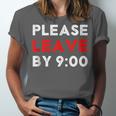 Please Leave By 9 Introvert Party Anti-Social Birthday Unisex Jersey T-Shirt