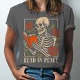 Read In Peace Skeleton Reading Book Halloween Teacher Unisex Jersey T-Shirt Read In Peace Skeleton Reading Book Halloween Teacher Unisex Jersey T-Shirt