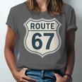 Retro Route 67 Highway Sign Vintage Road Nostalgia Unisex Jersey T-Shirt Retro Route 67 Highway Sign Vintage Road Nostalgia Unisex Jersey T-Shirt