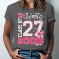 Senior 2027 Class Of 2027 Pink Coquette Bow Graduation Girl Unisex Jersey T-Shirt