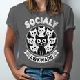 Socially Awkward Cute Introvert Cat Meme Anti-Social Club Unisex Jersey T-Shirt