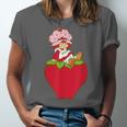 Strawberry Shortcake Sitting On Strawberry Retro Nostalgia Unisex Jersey T-Shirt Strawberry Shortcake Sitting On Strawberry Retro Nostalgia Unisex Jersey T-Shirt