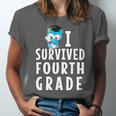 I Survived Fourth Grade Graduation Kids Owl Grad Unisex Jersey T-Shirt