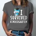 I Survived Kindergarten Graduation Kids Owl Grad Unisex Jersey T-Shirt
