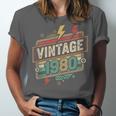 Vintage 1980 Retro Badge Decade Nostalgia Graphic Emblem Unisex Jersey T-Shirt