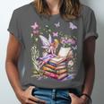 Watercolor Butterfly Fairy Read Book Library Fantasy Novel Unisex Jersey T-Shirt