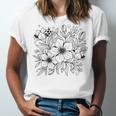 Adult Coloring Book Style Flowers And Ladybug Self Coloring Unisex Jersey T-Shirt