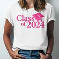 Class Of 2024 Pink For Girls And Women Graduation Unisex Jersey T-Shirt