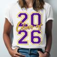 Class Of 2026 Graduation Varsity Purple Yellow On The Back Unisex Jersey T-Shirt