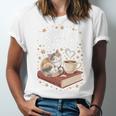 Coffee Cats & Books Cute Cat Book Lover Reading Unisex Jersey T-Shirt