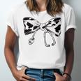 Cow Print Bow And Stethoscope Nurse RN Graduation Coquette Unisex Jersey T-Shirt