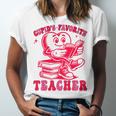 Cupid's Favorite Teacher Valentines Day Heart Book Lover Unisex Jersey T-Shirt