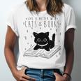 Cute Cats And Books Aesthetic Feline Reader Graphic Premium Tri-Blend Unisex Jersey T-Shirt
