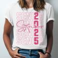 Cute Girls Women Class 2025 Graduation Senior Coquette Bow Unisex Jersey T-Shirt