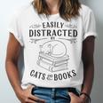 Easily Distracted By Cats And Books For Women Unisex Jersey T-Shirt