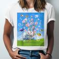 Frutiger Aero Aesthetic Tech Cherry Blossom Fishes Bubbles Raglan Baseball Tee Unisex Jersey T-Shirt