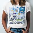 Frutiger Aero Aesthetic Tech Great Wave Of Kanagawa Fishes Raglan Baseball Tee Unisex Jersey T-Shirt Frutiger Aero Aesthetic Tech Great Wave Of Kanagawa Fishes Raglan Baseball Tee Unisex Jersey T-Shirt