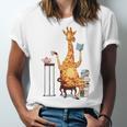 Giraffe Reading Tea Books Coffee Book Lover Graphic Unisex Jersey T-Shirt