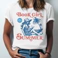 Girl Reading Book Summer Beach Vacation For Book Lover Unisex Jersey T-Shirt