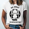 Go Away I'm Introverting Cat With Coffee Unisex Jersey T-Shirt