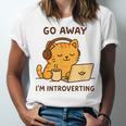 Go Away I'm Introverting Cozy Cat With Laptop And Coffee Unisex Jersey T-Shirt Go Away I'm Introverting Cozy Cat With Laptop And Coffee Unisex Jersey T-Shirt