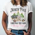 Holiday Scene Nostalgia North Pole Tree Farm Merry Christmas Unisex Jersey T-Shirt