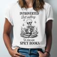 Introvert Read Spicy Books Lover Bookworm Skeleton Reading Unisex Jersey T-Shirt
