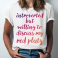 Introverted Willing To Discuss Red Platy Introvert Unisex Jersey T-Shirt Introverted Willing To Discuss Red Platy Introvert Unisex Jersey T-Shirt