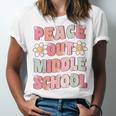 Peace Out Middle School Graduation Groovy Last Day Of School Unisex Jersey T-Shirt