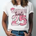 Pink Coquette Bow Senior 2025 Back To School Graduation Girl Unisex Jersey T-Shirt