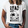 Read More Books Ghost Halloween Reading Teacher Literacy Unisex Jersey T-Shirt