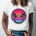 Retro 80s Synthwave Sunset & Palm Trees Retro Nostalgia 80s Unisex Jersey T-Shirt