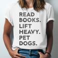 Retro Gym Book Lover Read Books Lift Heavy Pet Dogs Unisex Jersey T-Shirt