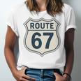 Retro Route 67 Highway Sign Vintage Road Nostalgia Premium Tri-Blend Unisex Jersey T-Shirt