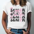 Senior 2027 Class Of 2027 Coquette Pink Bow Graduation 2027 Unisex Jersey T-Shirt