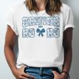 Senior 26 Graduation Class Of 2026 Bow Blue Toile Floral Unisex Jersey T-Shirt