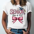 Senior Class Of 2027 Coquette Pink Bow Graduation 2027 Girls Unisex Jersey T-Shirt