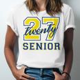 Senior Class Of 2027 Graduation Yellow And Blue On The Back Premium Tri-Blend Unisex Jersey T-Shirt