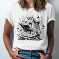 Skeleton Skull Halloween Book Reading Books Lover Teacher Unisex Jersey T-Shirt