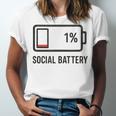 Social Battery 1 Shirt Introvert Anti Social Tee Gif Unisex Jersey T-Shirt