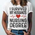 I Survived My Husband's Nursing Degree School Graduation Unisex Jersey T-Shirt