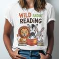 Wild About Reading Zoo Animals For Bookworm Book Reader Unisex Jersey T-Shirt Wild About Reading Zoo Animals For Bookworm Book Reader Unisex Jersey T-Shirt