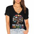 100 Days In The Books Reading Teachers Librarians School Women's Jersey Short Sleeve Deep V-Neck Tshirt