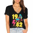 1982 Retro Raised In The 80s Old School Nostalgia Vibes Women's Jersey Short Sleeve Deep V-Neck Tshirt